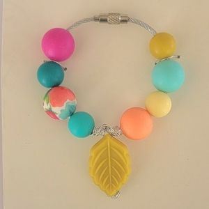 Mustard Leaf and Beads Bogg Bag Purse Charm